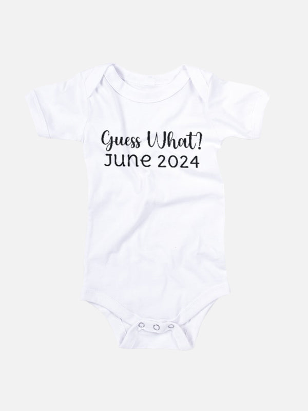 Guess What? (Birth Month, Year) Baby Onesies